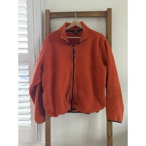 Vintage L.L.Bean Womens XL Orange Full Zip Fleece Jacket Outdoor Hiking 90s USA
